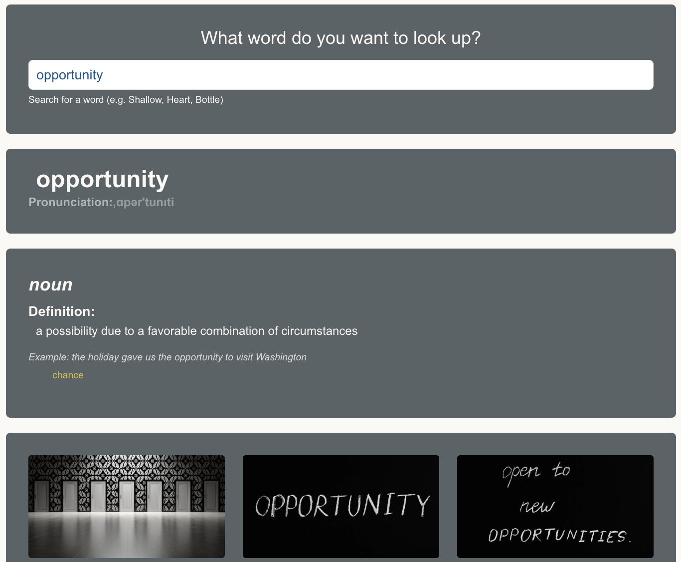 Picture of a Dictionary app